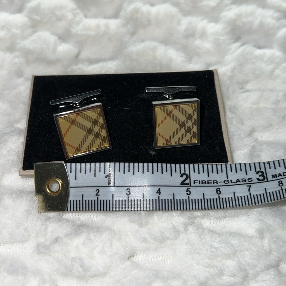 Burberry Check Cuff Links-Authentic-NIB - Picture 9 of 9